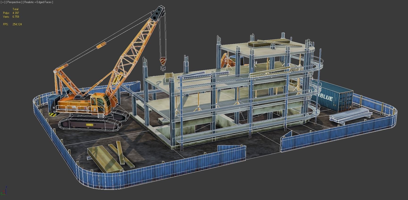 Construction Pack - Crane - Digger and Props - low poly Low-poly 3D model_20