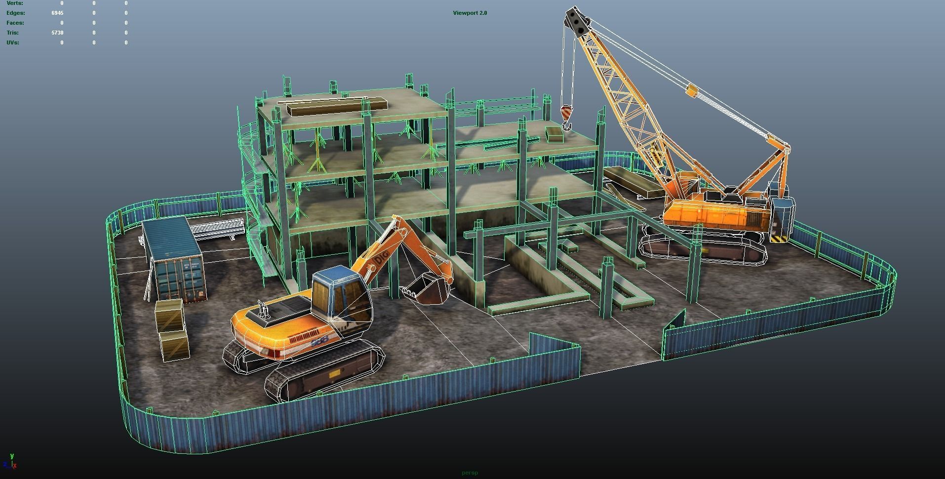 Construction Pack - Crane - Digger and Props - low poly Low-poly 3D model_7