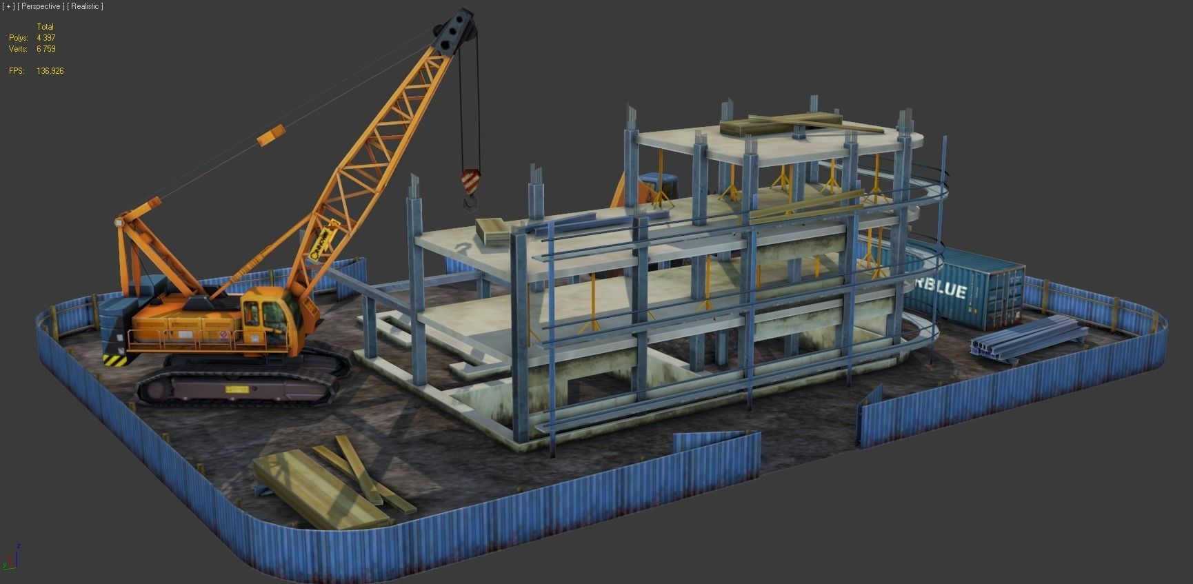 Construction Pack - Crane - Digger and Props - low poly Low-poly 3D model_18