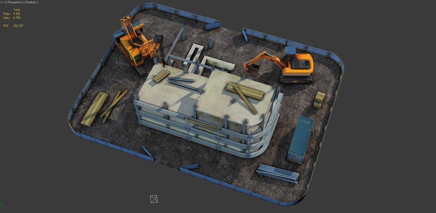Construction Pack - Crane - Digger and Props - low poly Low-poly 3D model_19