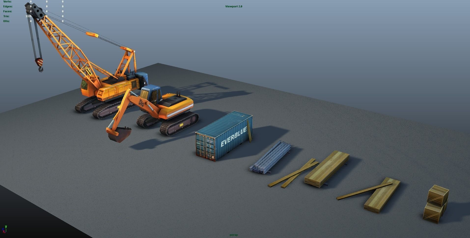 Construction Pack - Crane - Digger and Props - low poly Low-poly 3D model_23