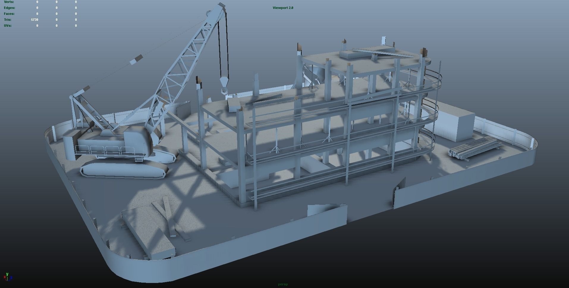 Construction Pack - Crane - Digger and Props - low poly Low-poly 3D model_12