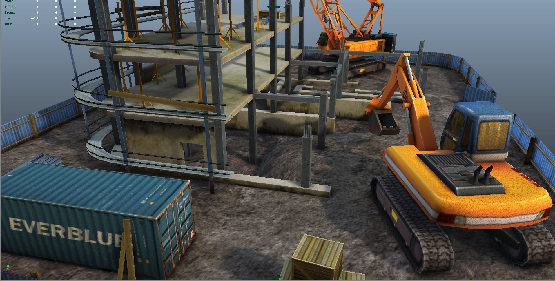 Construction Pack - Crane - Digger and Props - low poly Low-poly 3D model_10