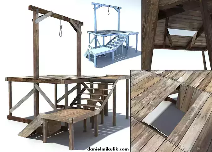 Low Poly Wild West Gallow Low-poly 3D model