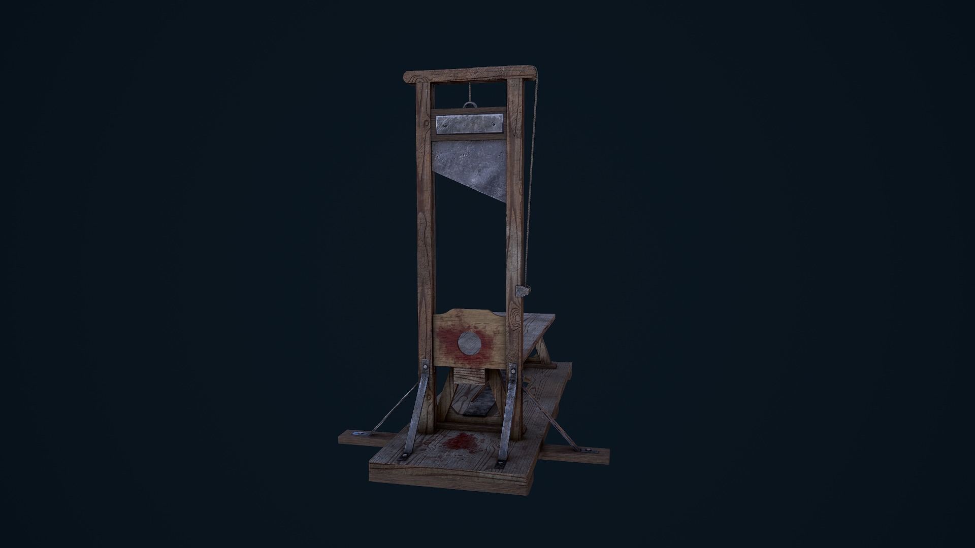 Guillotine wooden bench Low-poly 3D model_2