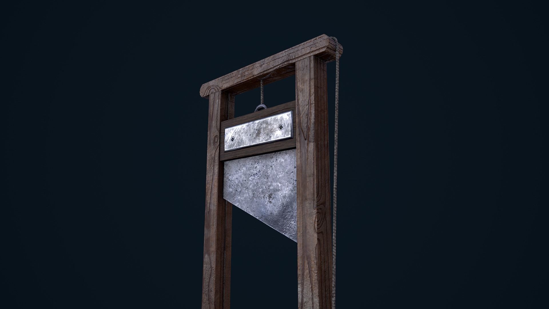 Guillotine wooden bench Low-poly 3D model_12