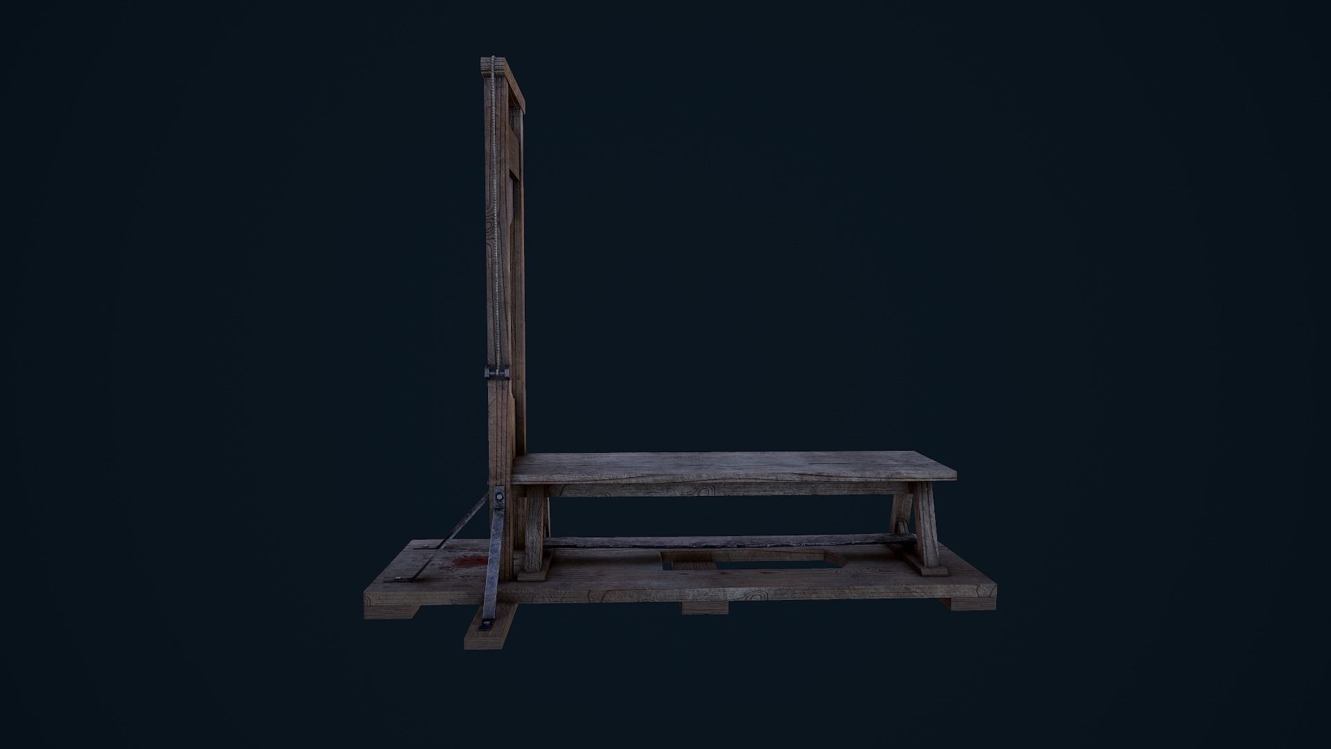 Guillotine wooden bench Low-poly 3D model_10