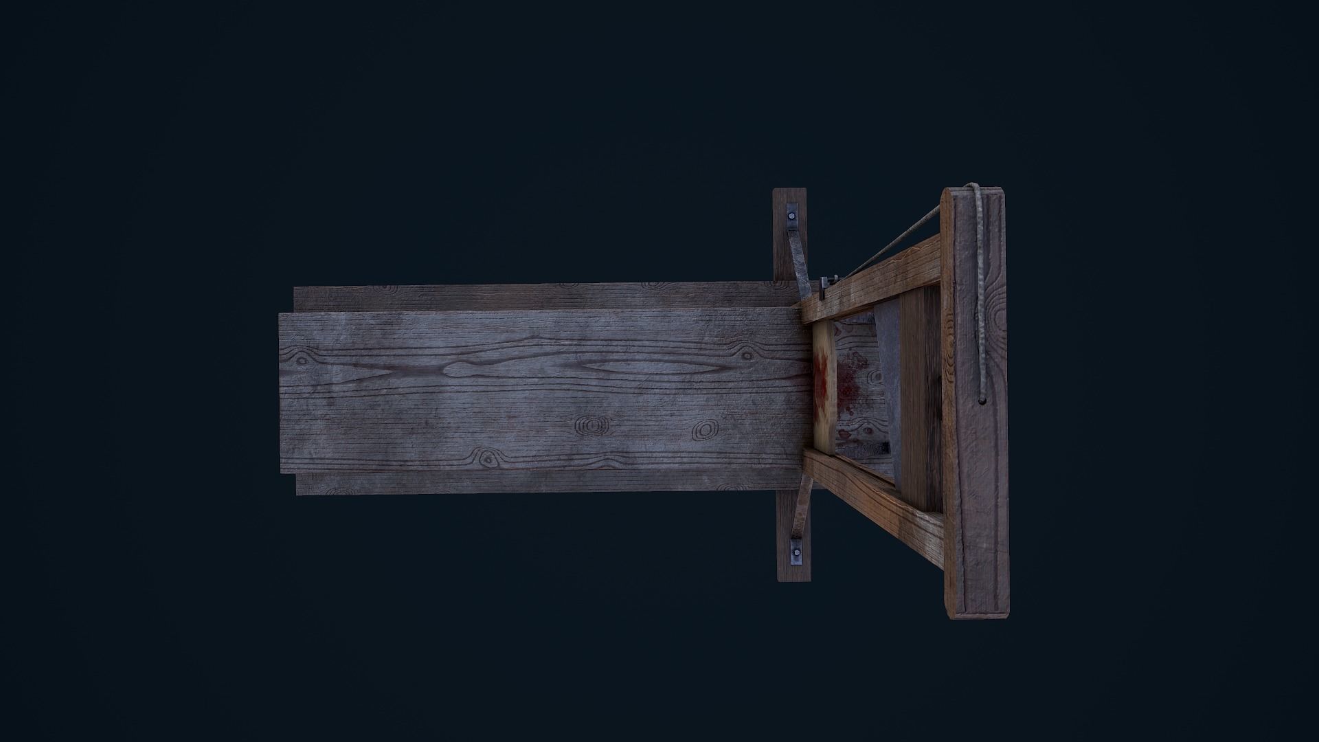 Guillotine wooden bench Low-poly 3D model_15