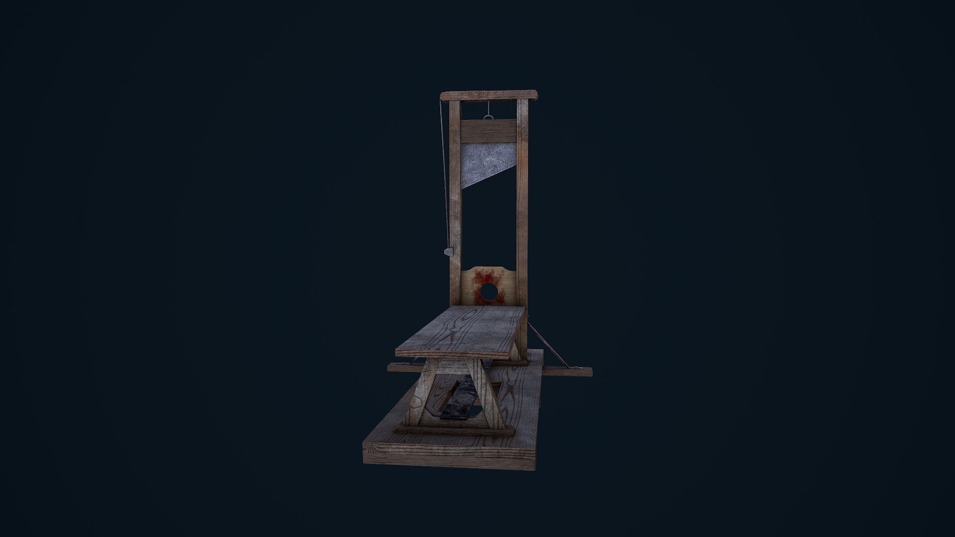 Guillotine wooden bench Low-poly 3D model_8