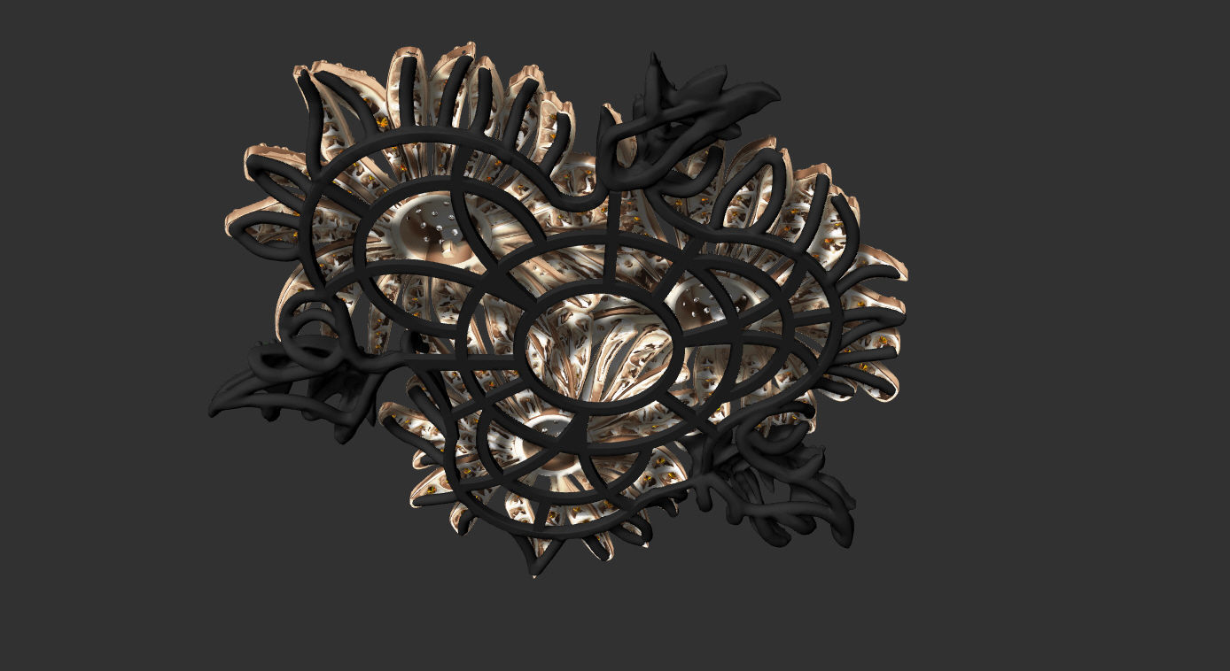 brooch flower with diamonds 3D print model_6