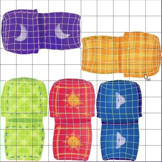 Pillow five colorful squares 3D model_4