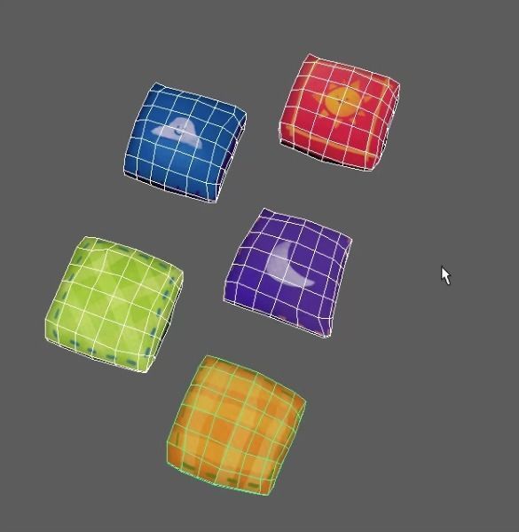 Pillow five colorful squares 3D model_3