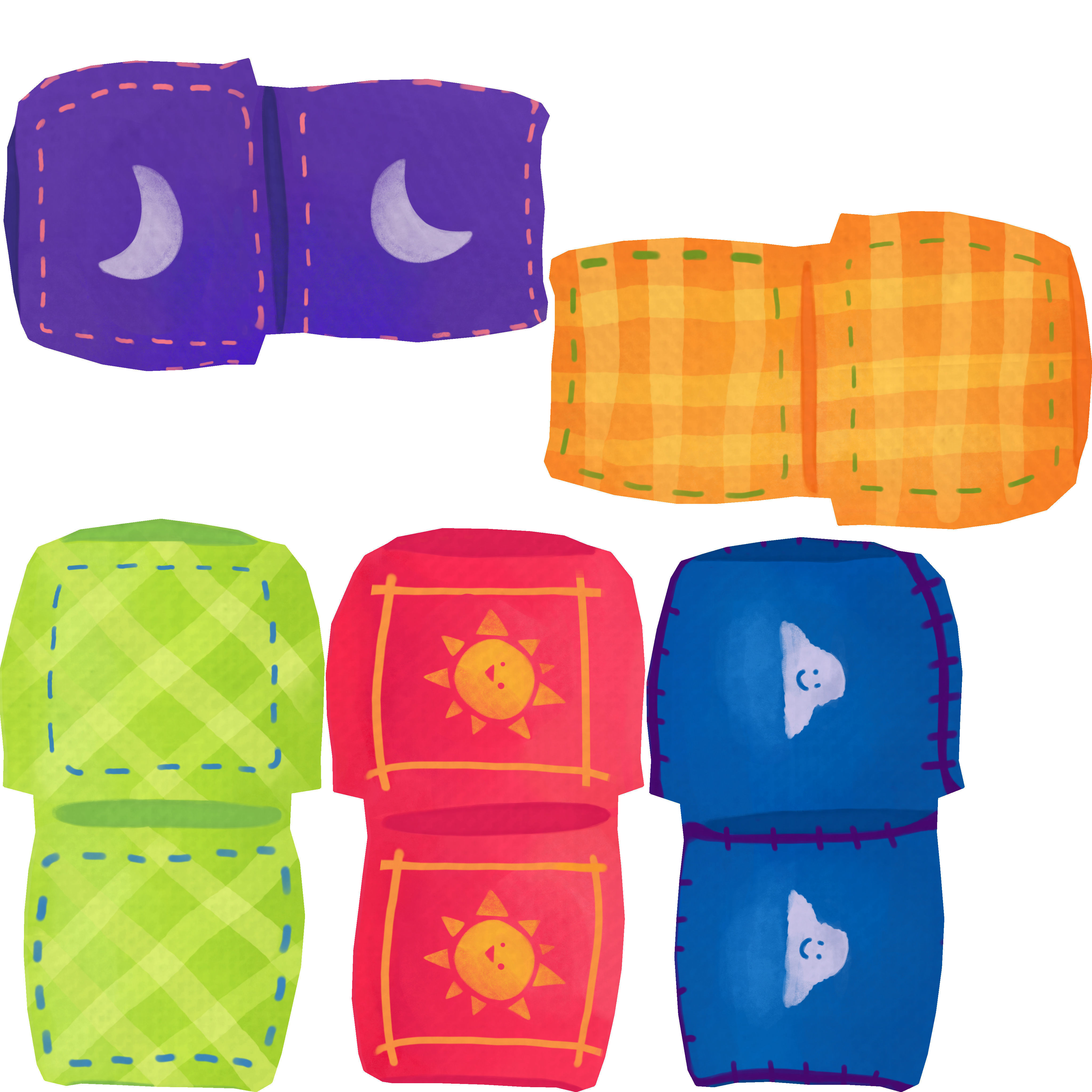 Pillow five colorful squares 3D model_11