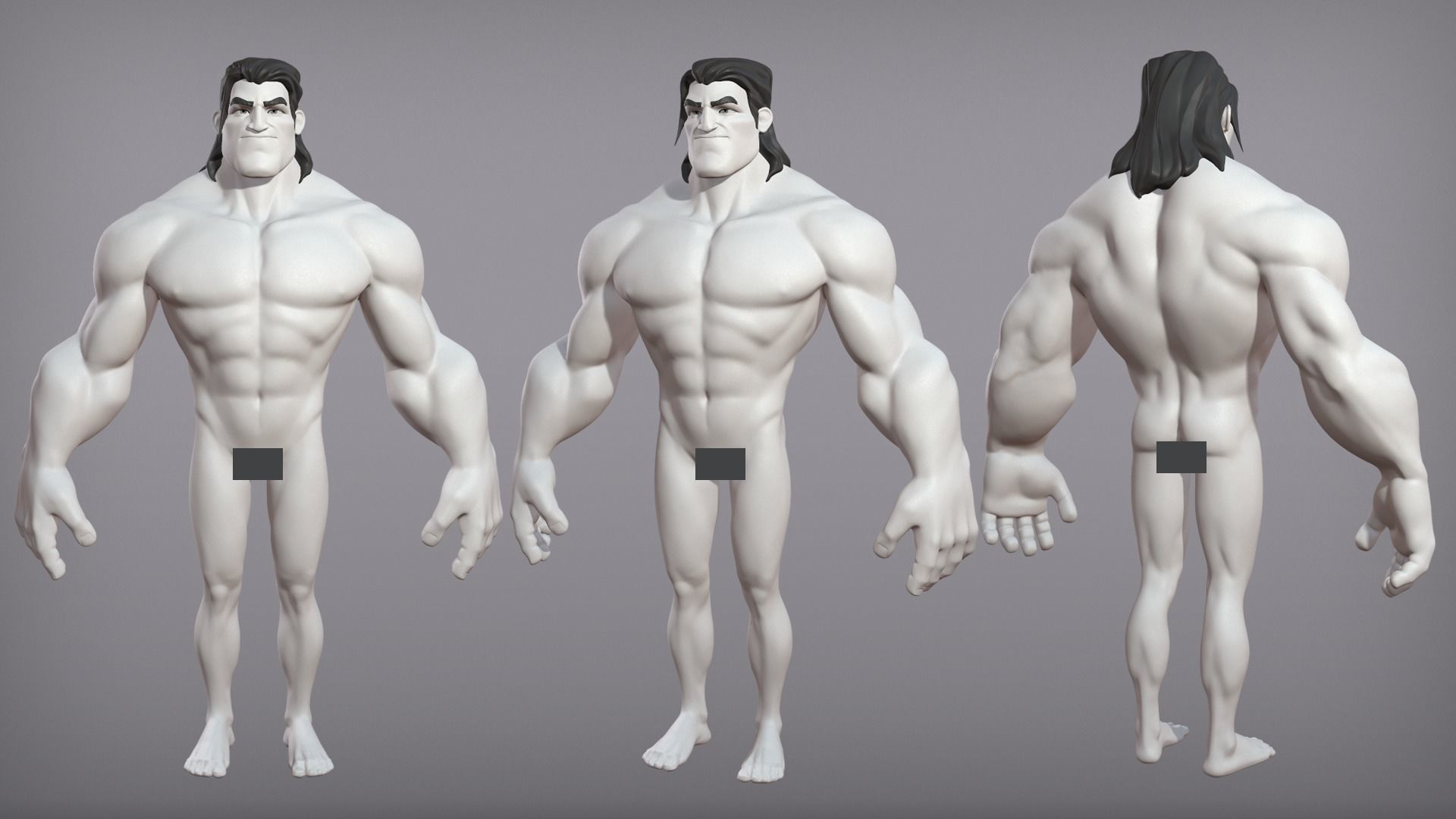 Cartoon male character Sam base mesh 3D model_3