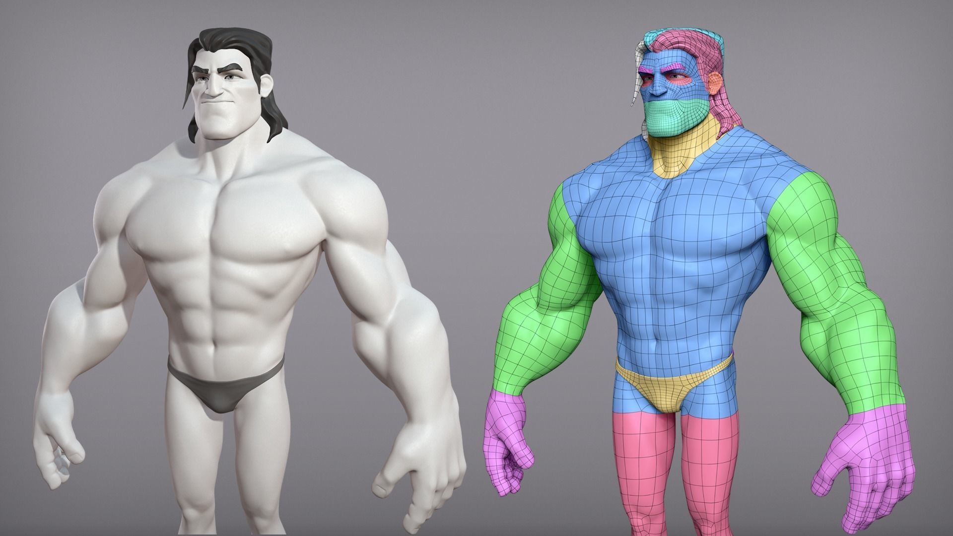 Cartoon male character Sam base mesh 3D model_7