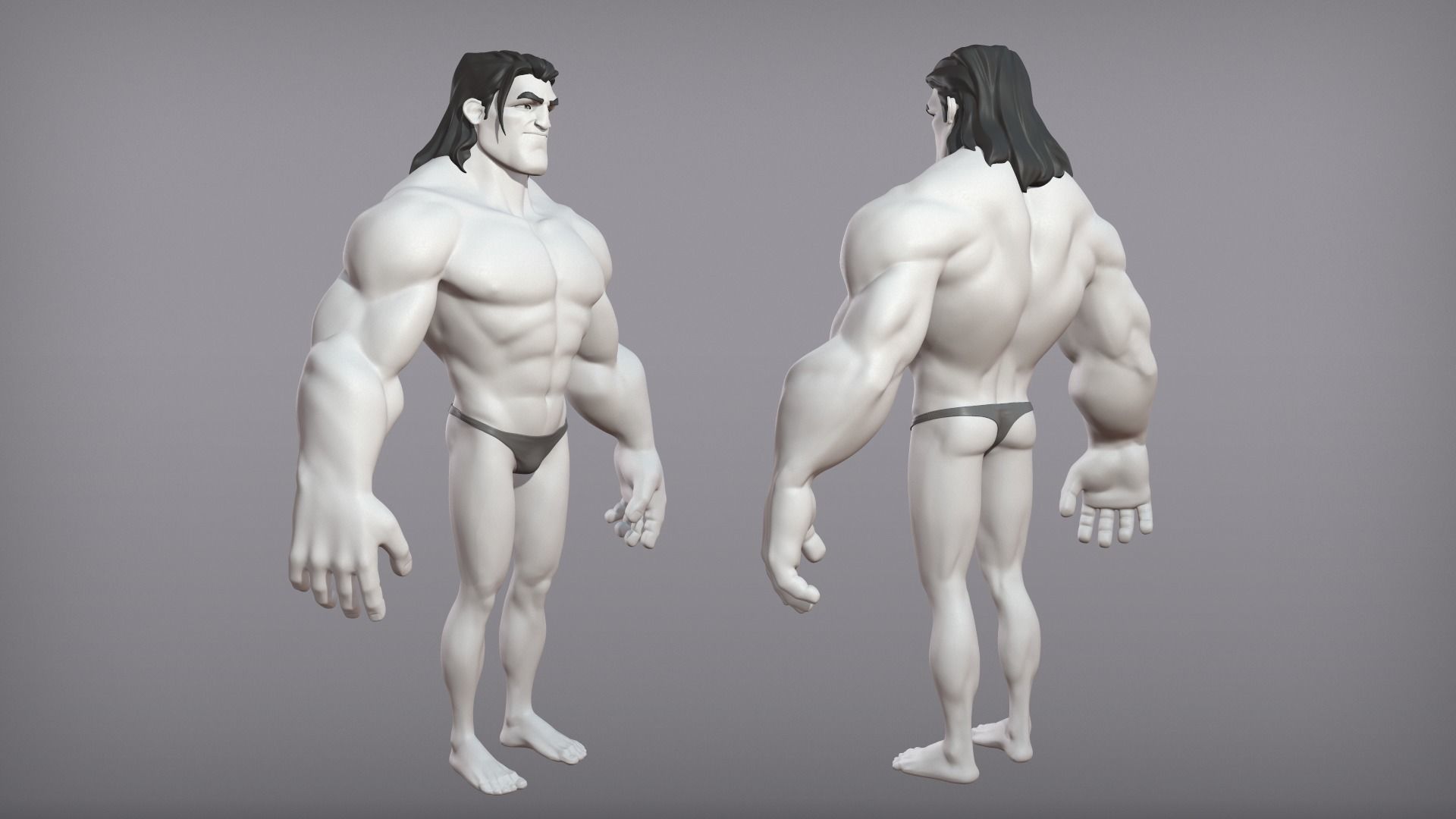 Cartoon male character Sam base mesh 3D model_4