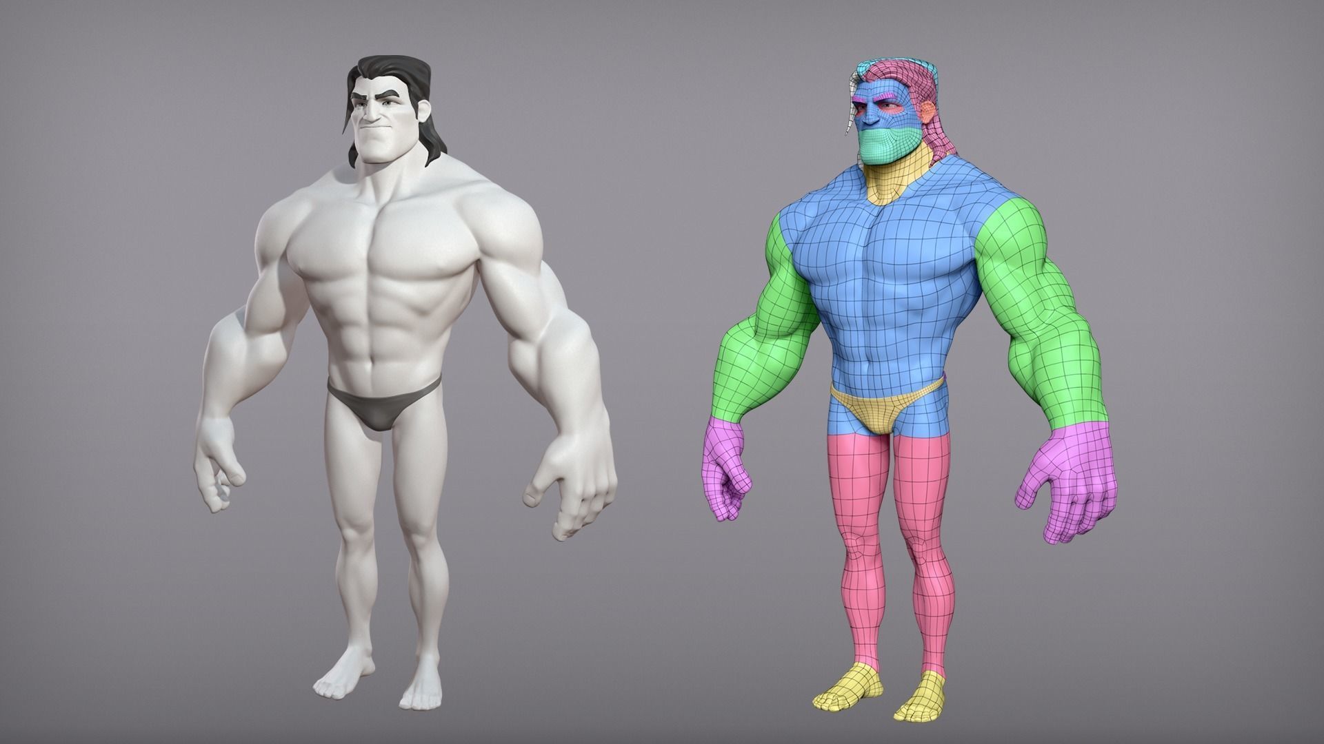Cartoon male character Sam base mesh 3D model_5