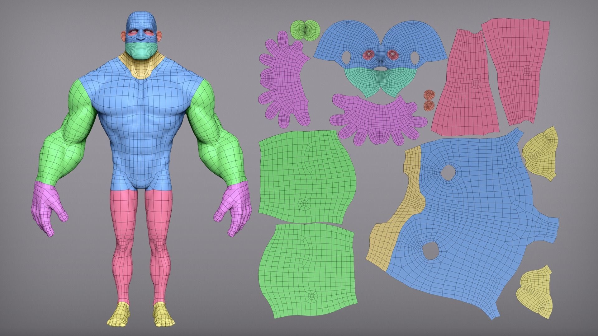 Cartoon male character Sam base mesh 3D model_8