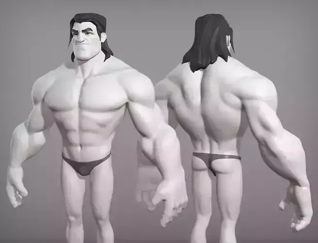 Cartoon male character Sam base mesh 3D model