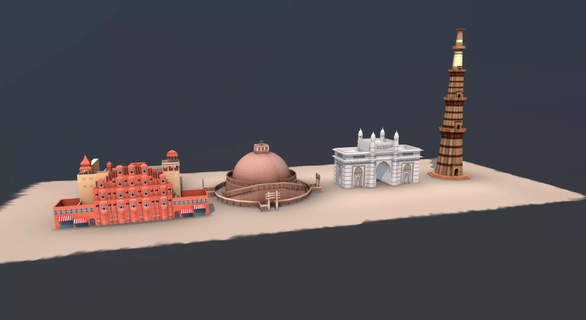 Monuments of India Low-poly 3D model_0