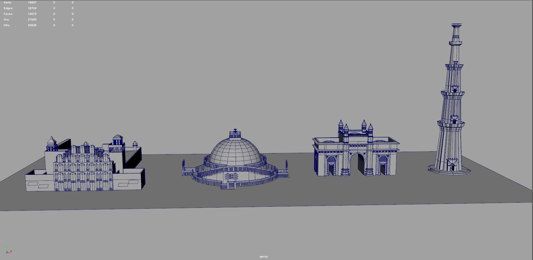 Monuments of India Low-poly 3D model_7