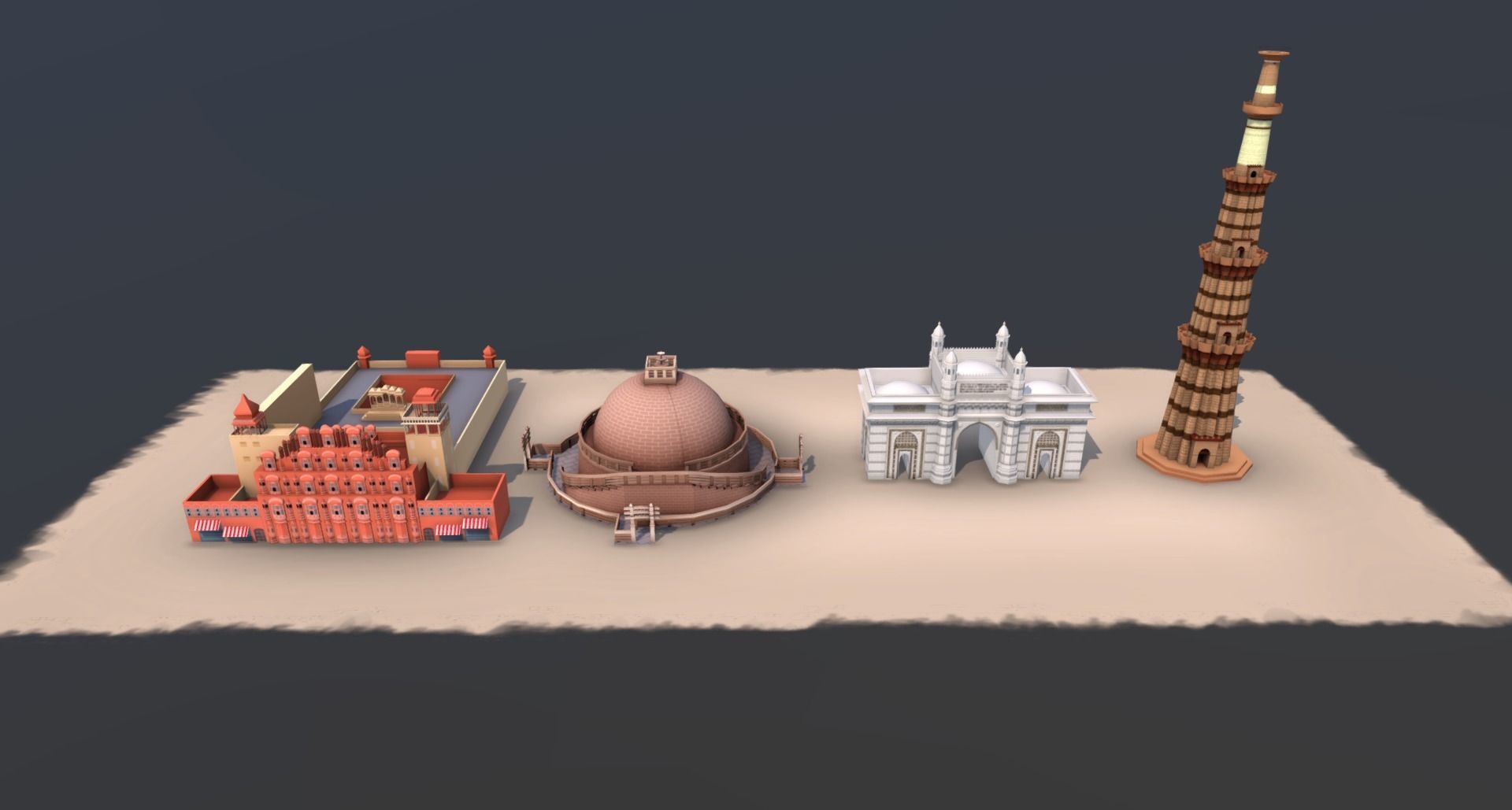 Monuments of India Low-poly 3D model_2