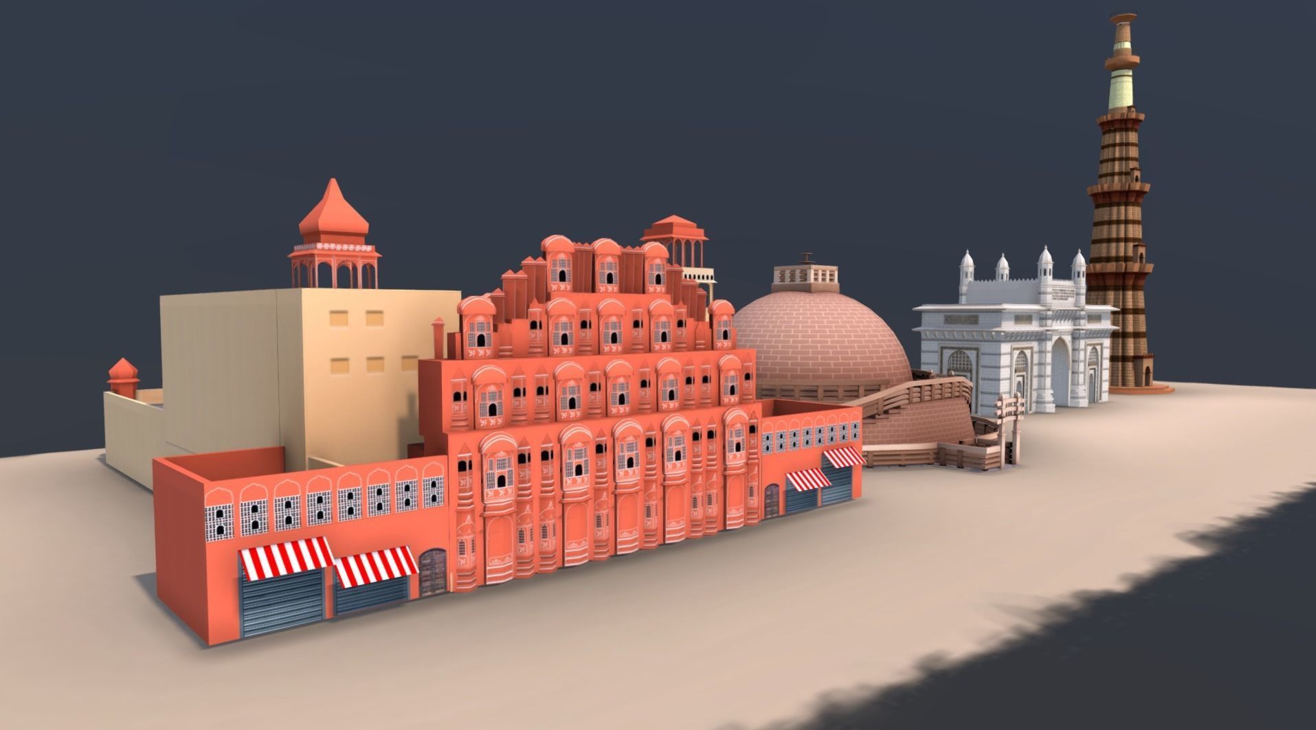 Monuments of India Low-poly 3D model_3