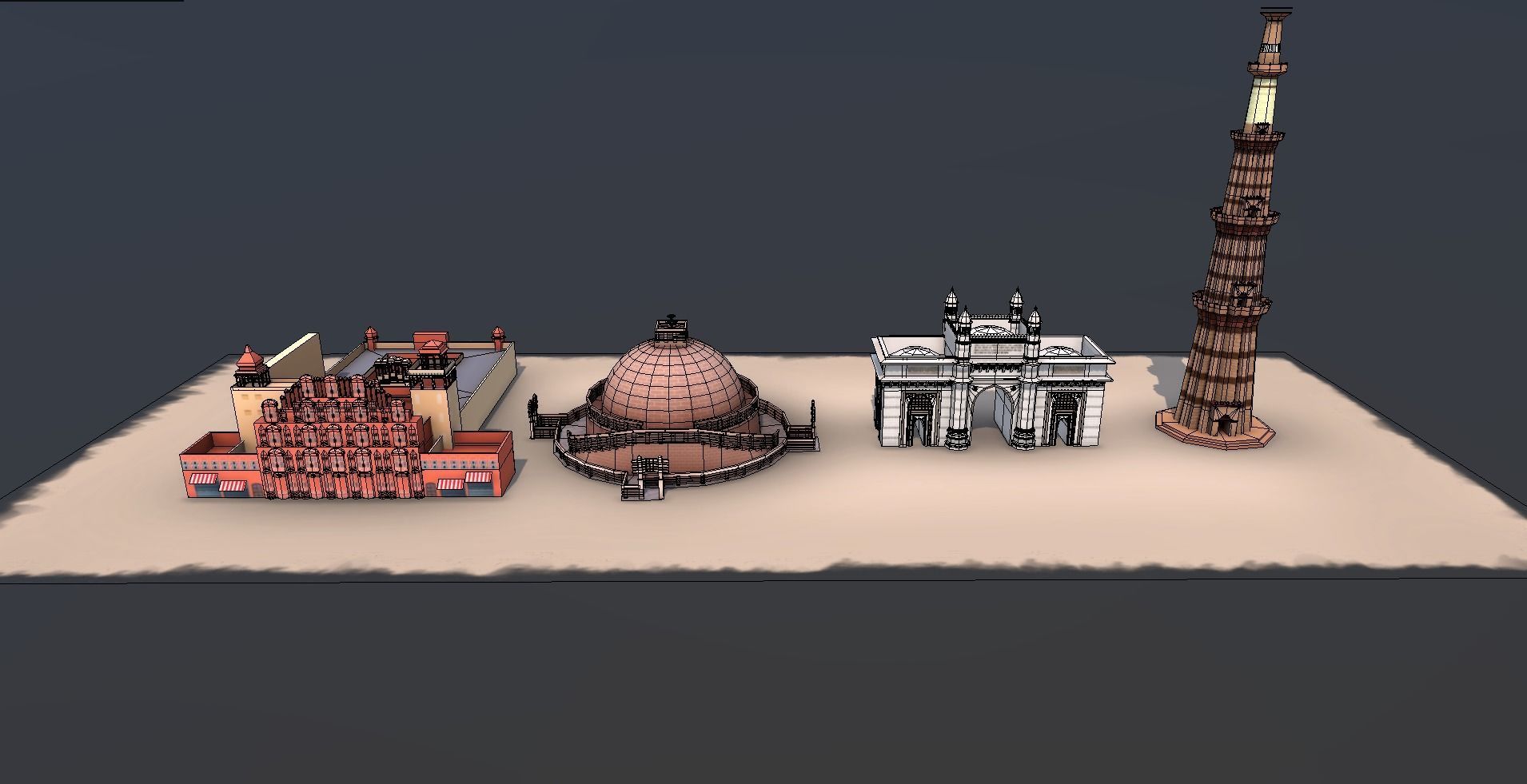 Monuments of India Low-poly 3D model_4
