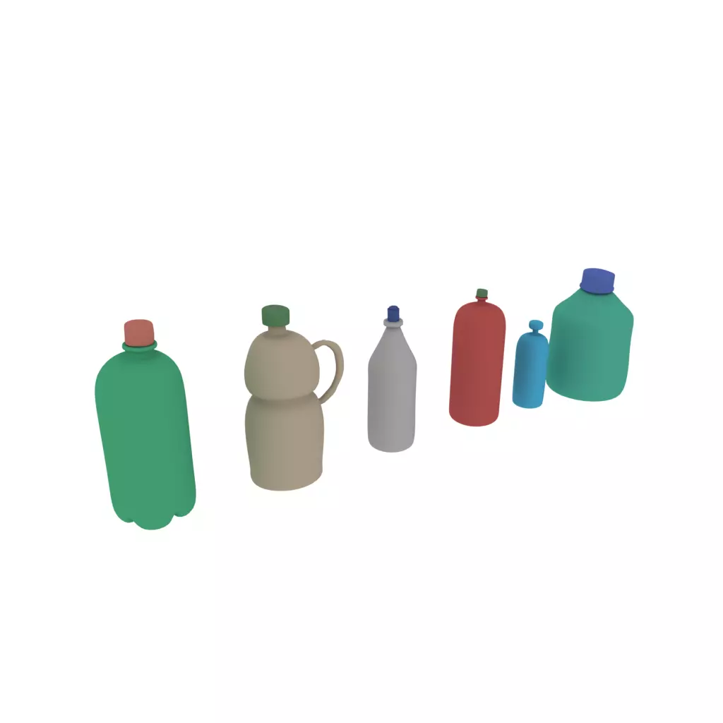 Bottles different colored plastic 3D model_0
