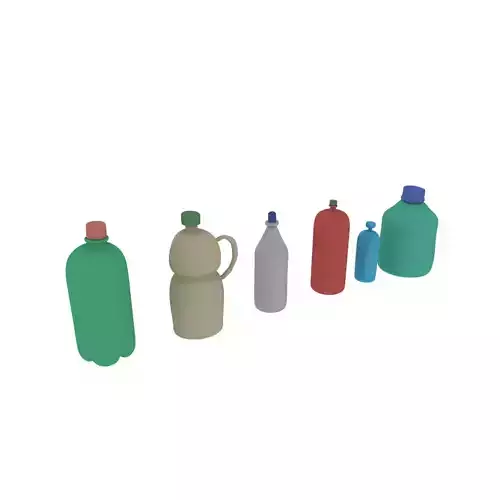 Bottles different colored plastic 3D model