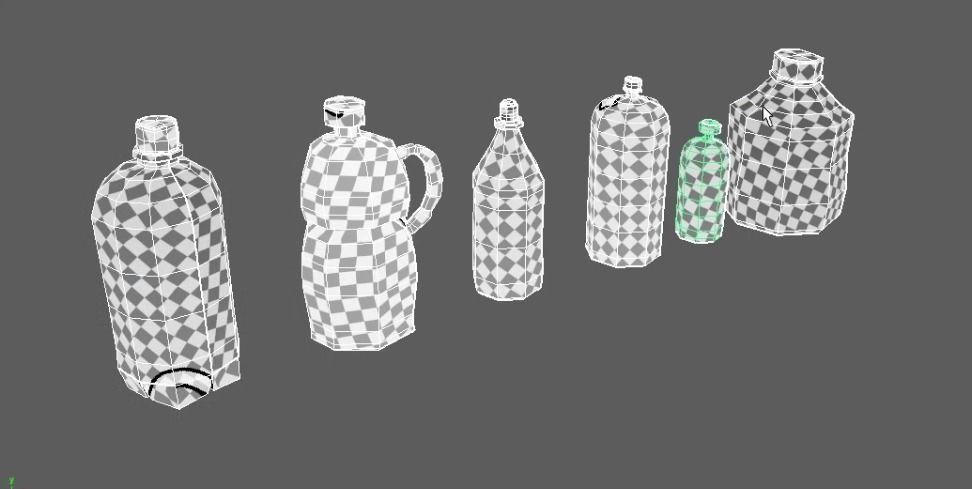 Bottles different colored plastic 3D model_5