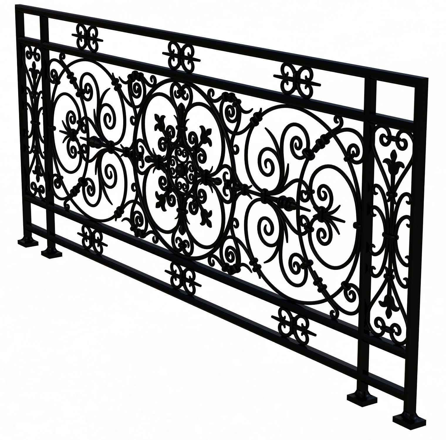 Forging Iron Forged Balcony Railing Baroque Classic Low-poly 3D model_4