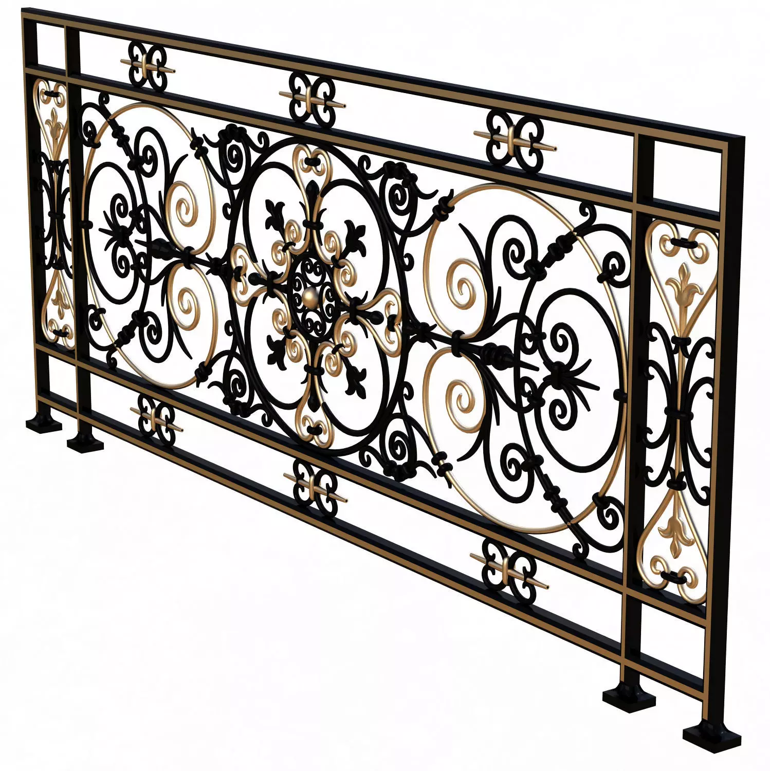 Forging Iron Forged Balcony Railing Baroque Classic Low-poly 3D model_0
