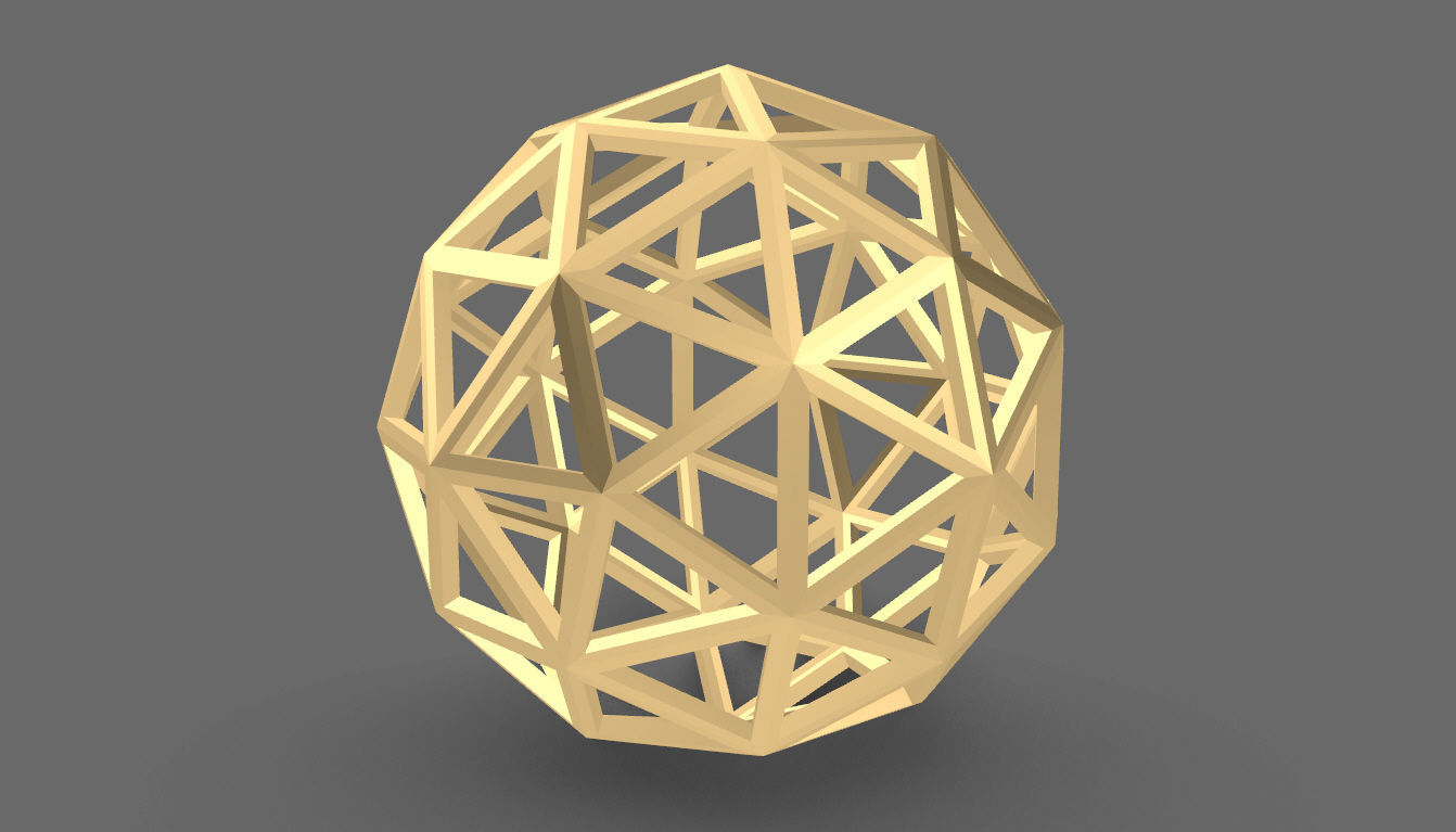 Geodesic Sphere Frame frequency 3 3D model_3