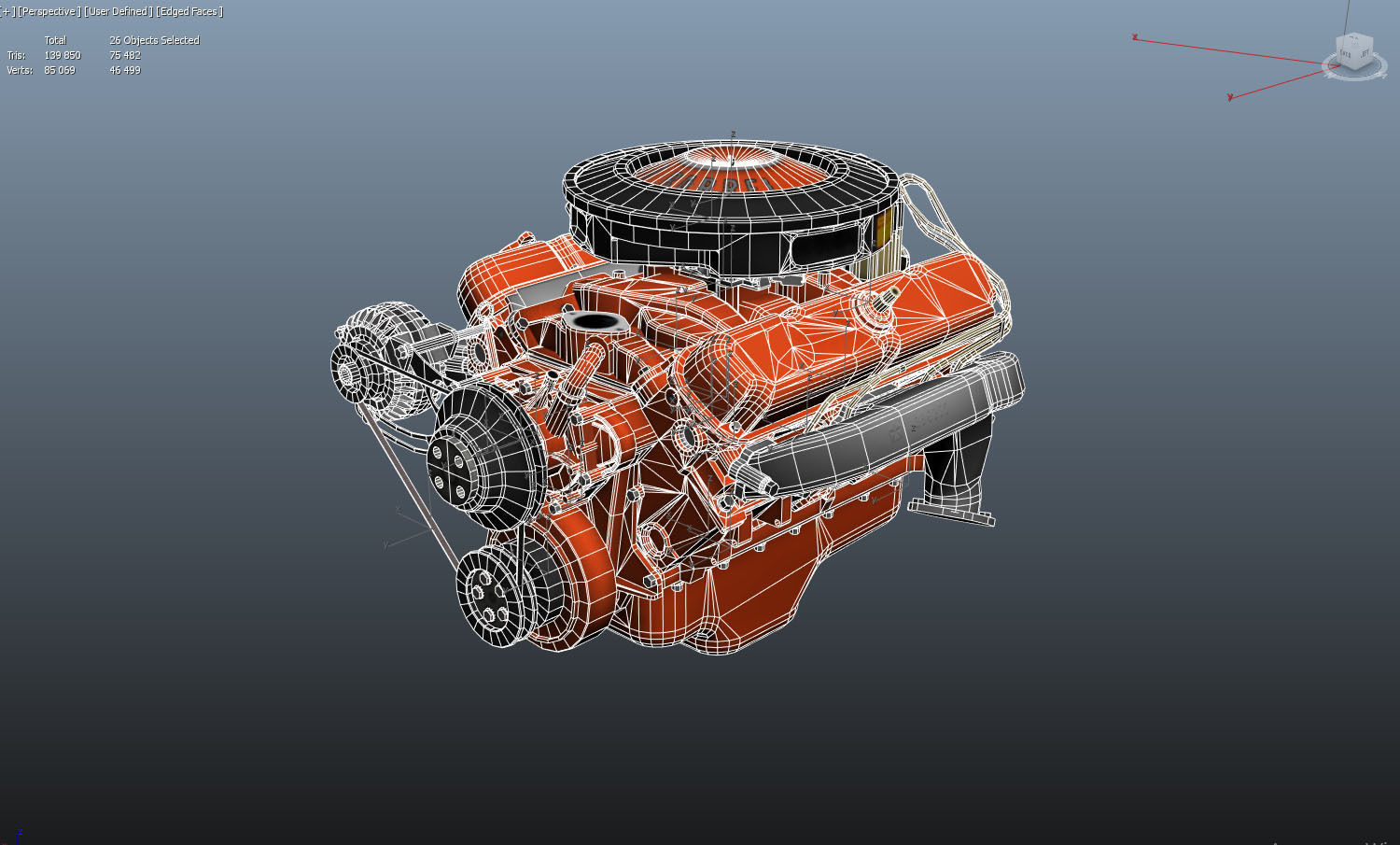 Mopar V8 engine Low-poly 3D model_51