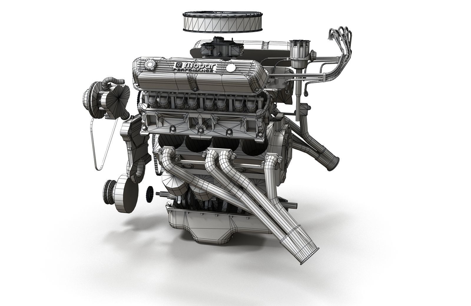 Mopar V8 engine Low-poly 3D model_44