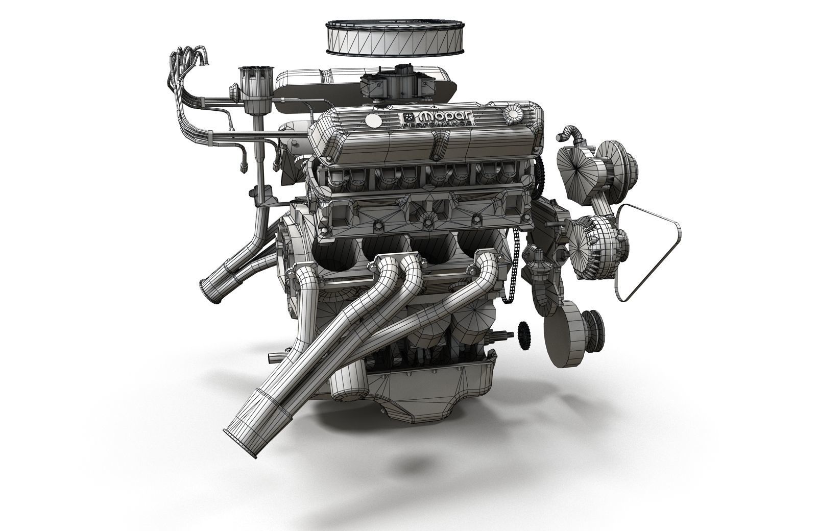Mopar V8 engine Low-poly 3D model_39