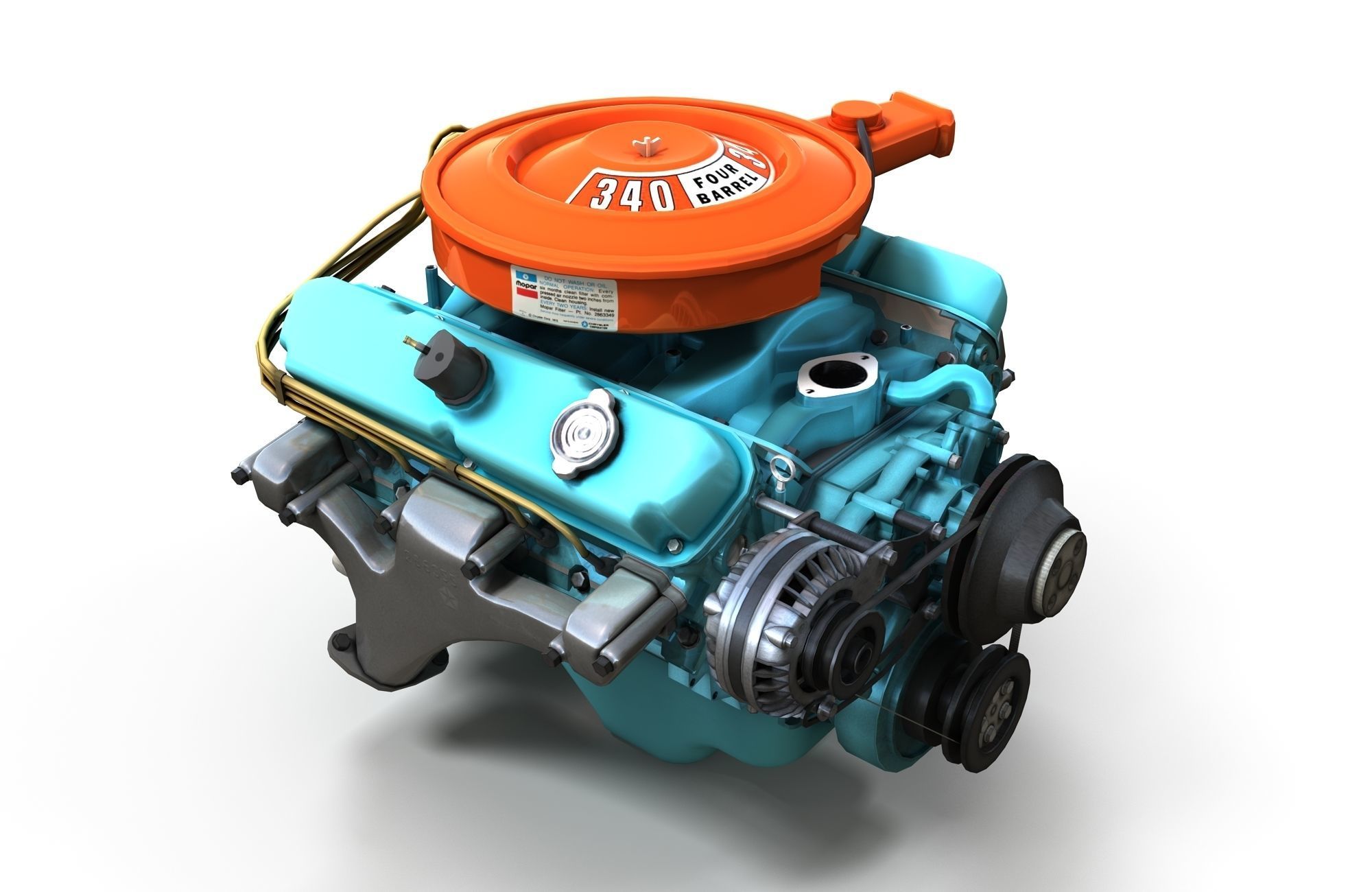 Mopar V8 engine Low-poly 3D model_10