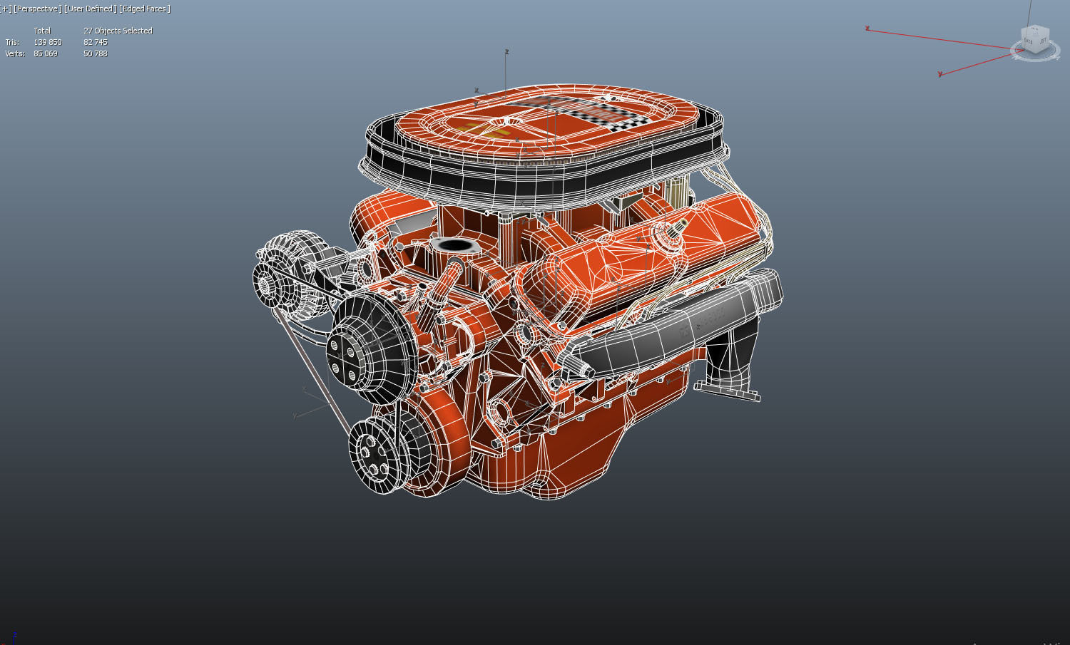 Mopar V8 engine Low-poly 3D model_56