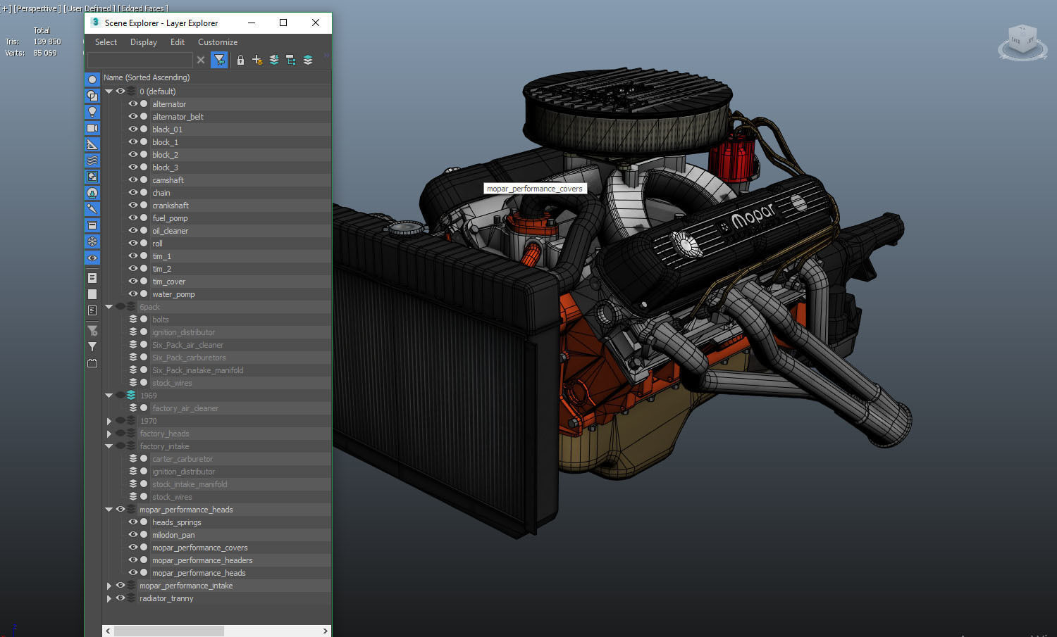 Mopar V8 engine Low-poly 3D model_53