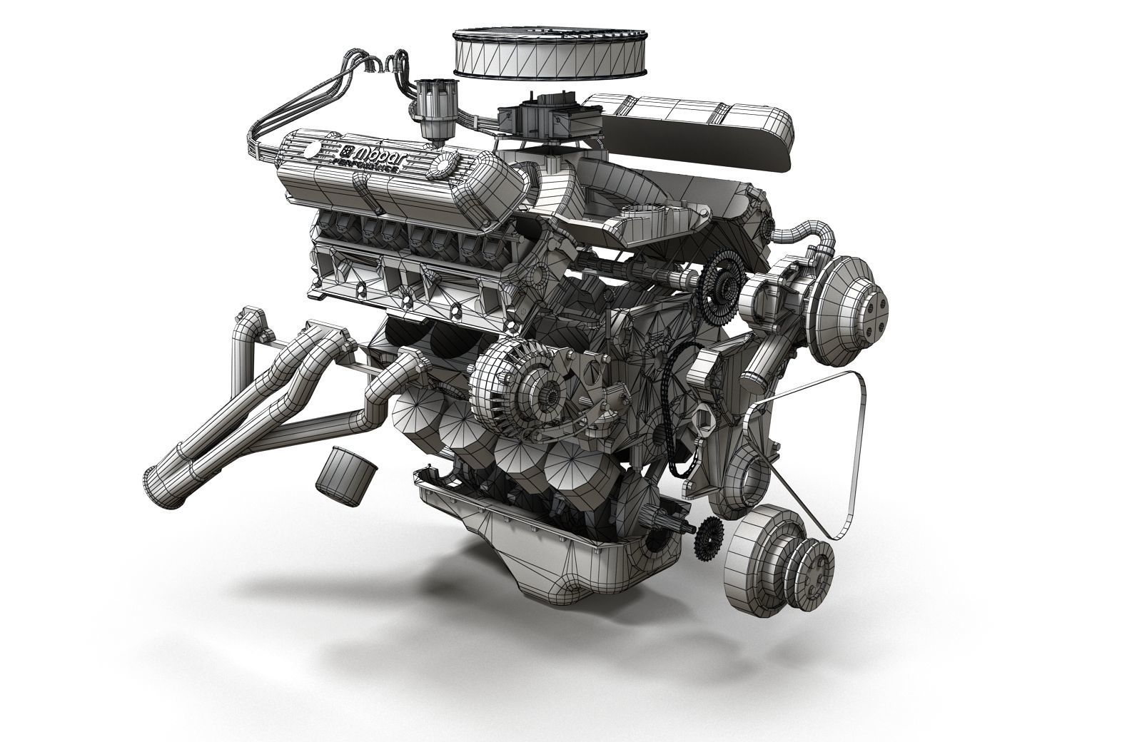 Mopar V8 engine Low-poly 3D model_42