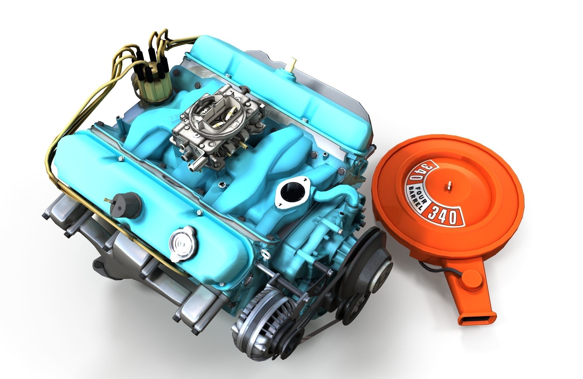 Mopar V8 engine Low-poly 3D model_8