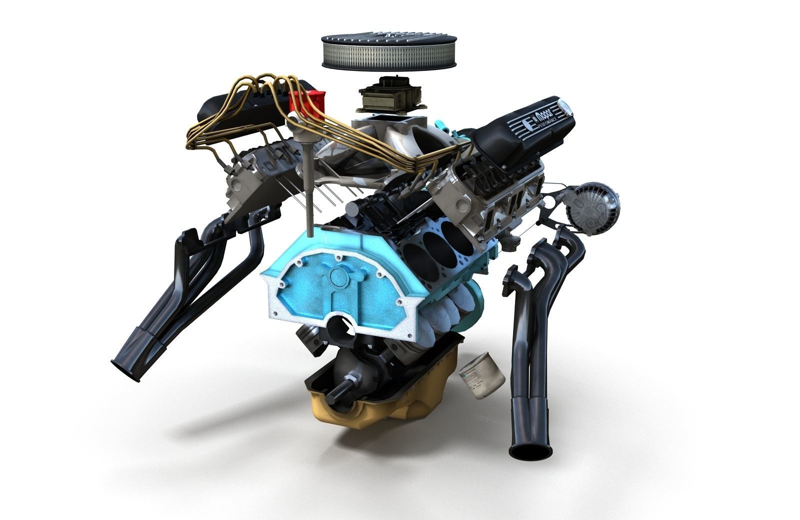 Mopar V8 engine Low-poly 3D model_23