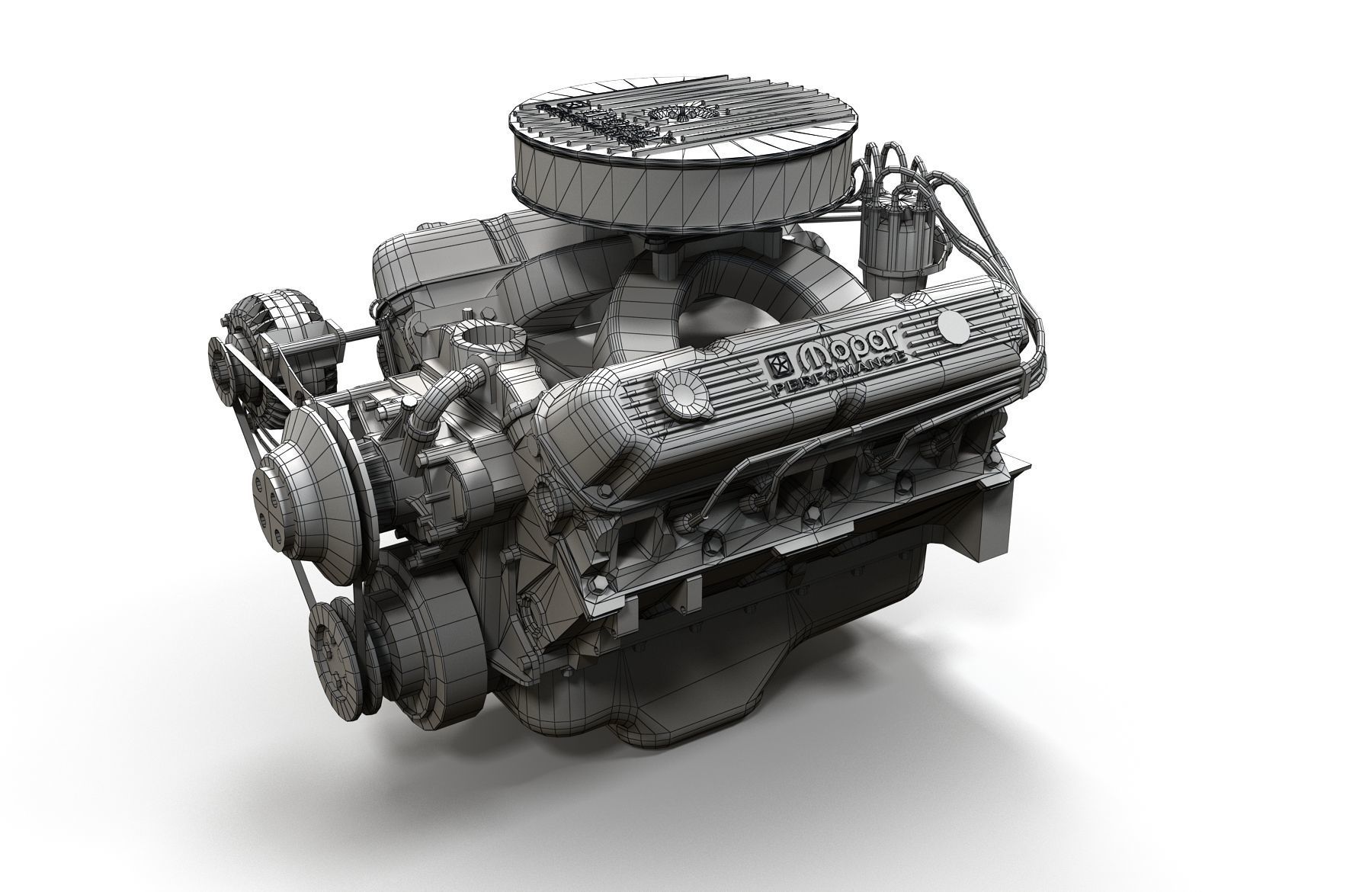 Mopar V8 engine Low-poly 3D model_32