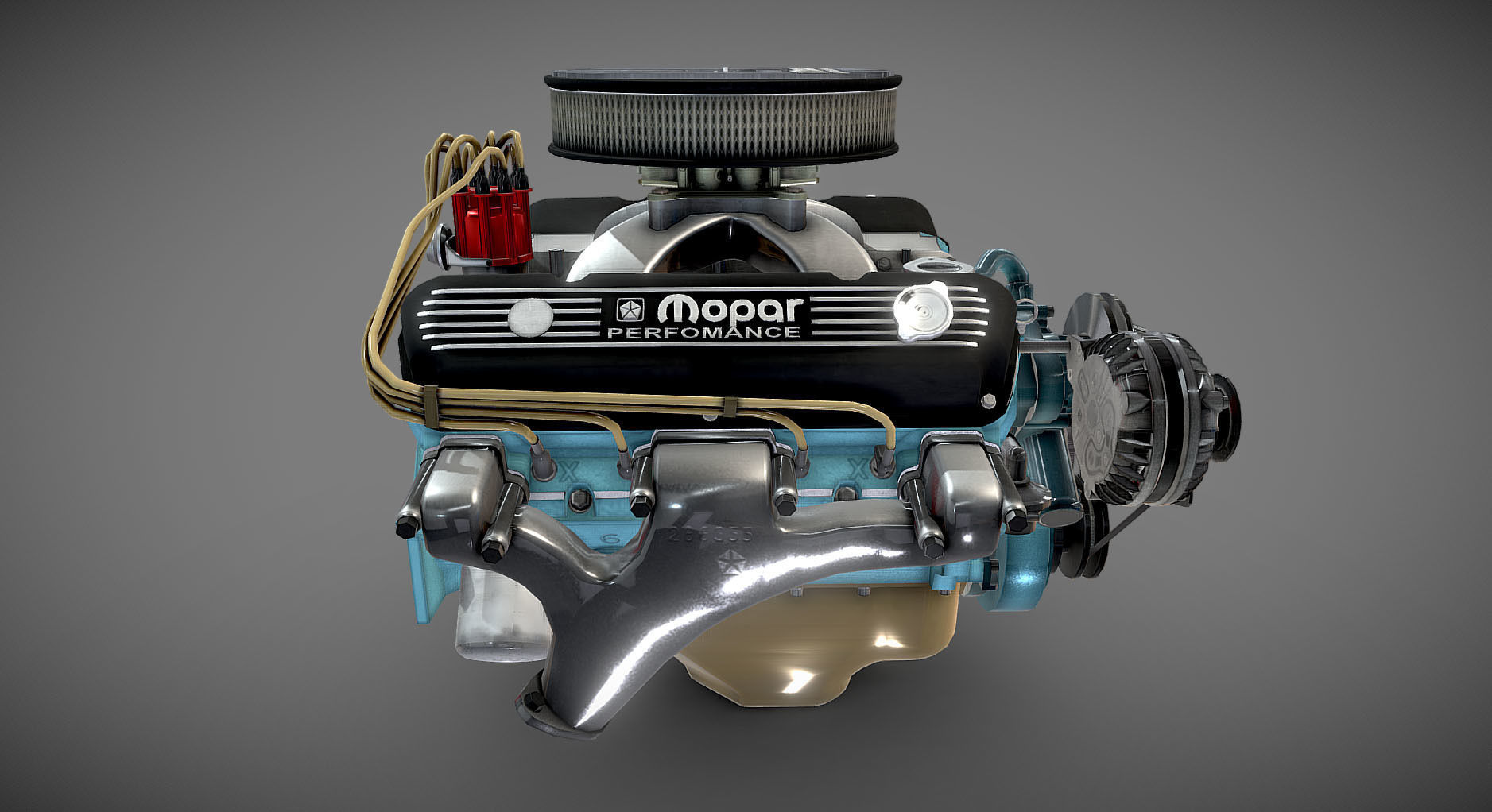Mopar V8 engine Low-poly 3D model_48