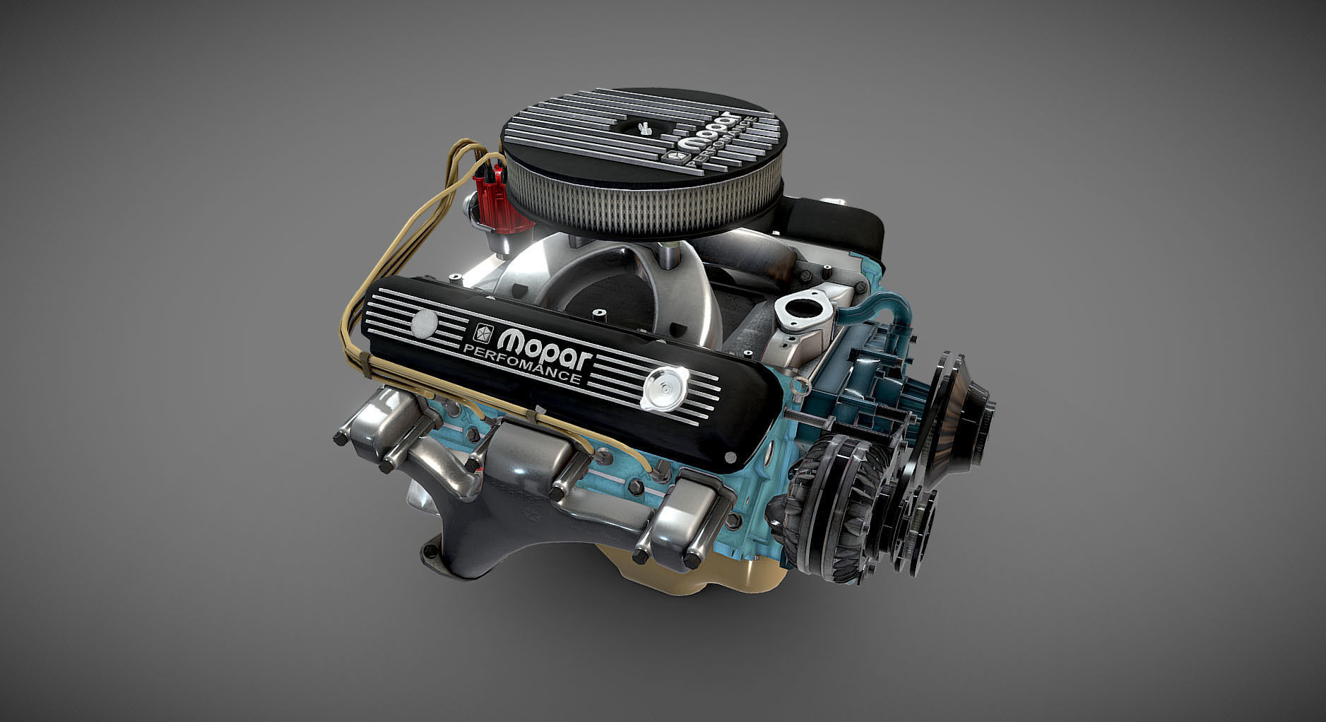 Mopar V8 engine Low-poly 3D model_45
