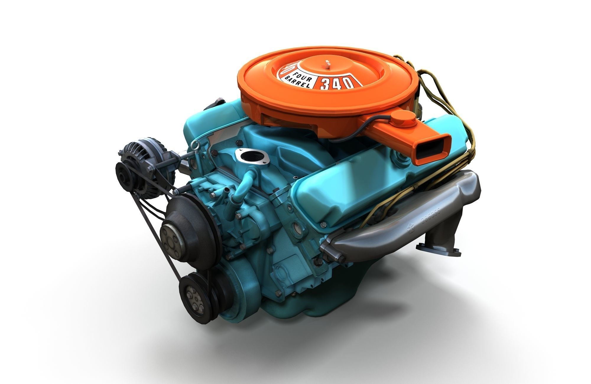 Mopar V8 engine Low-poly 3D model_9