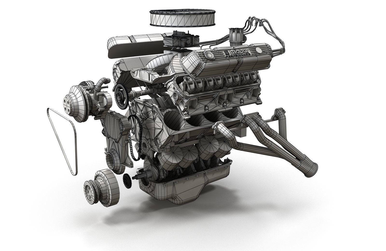 Mopar V8 engine Low-poly 3D model_43