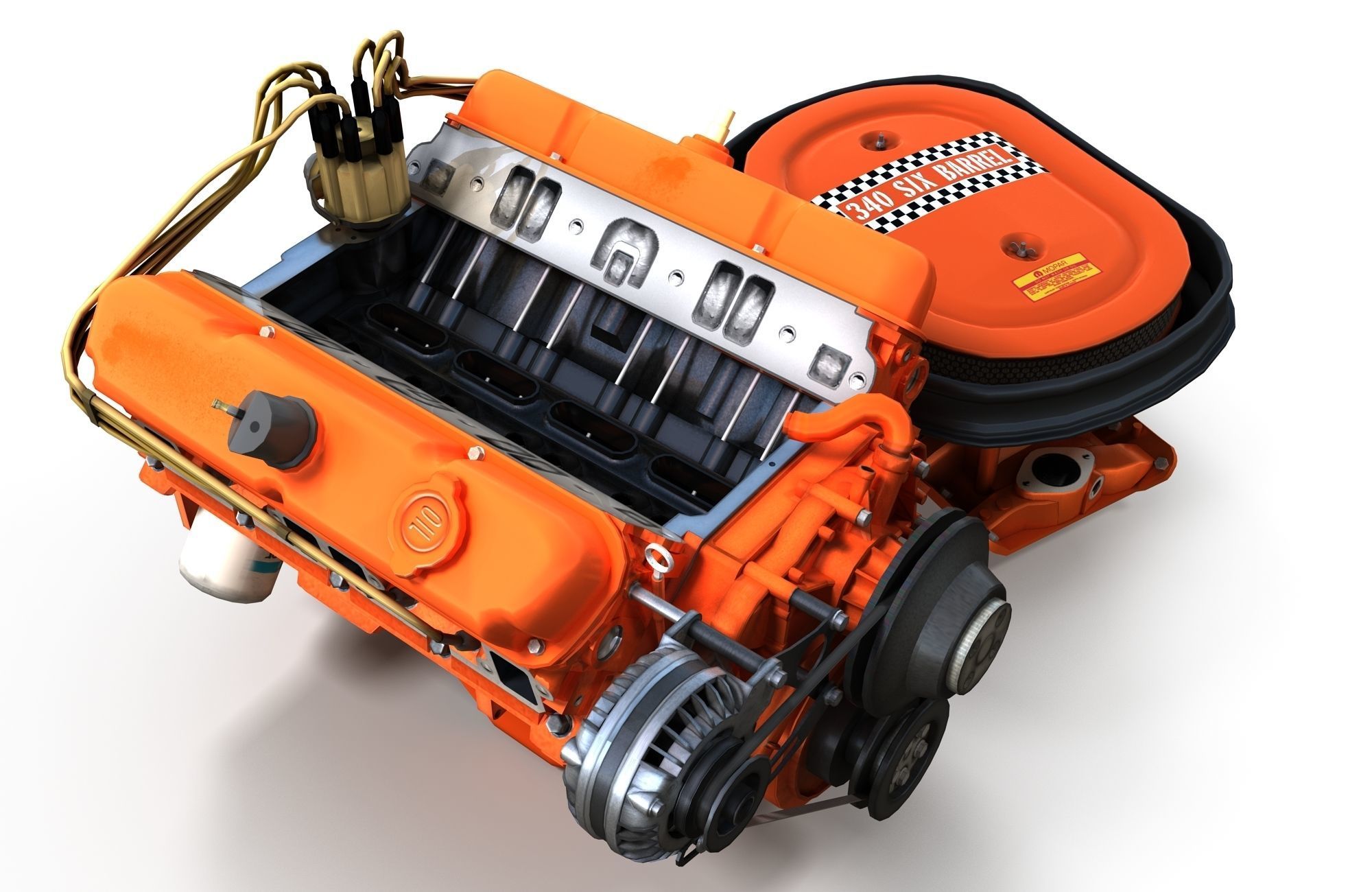 Mopar V8 engine Low-poly 3D model_6