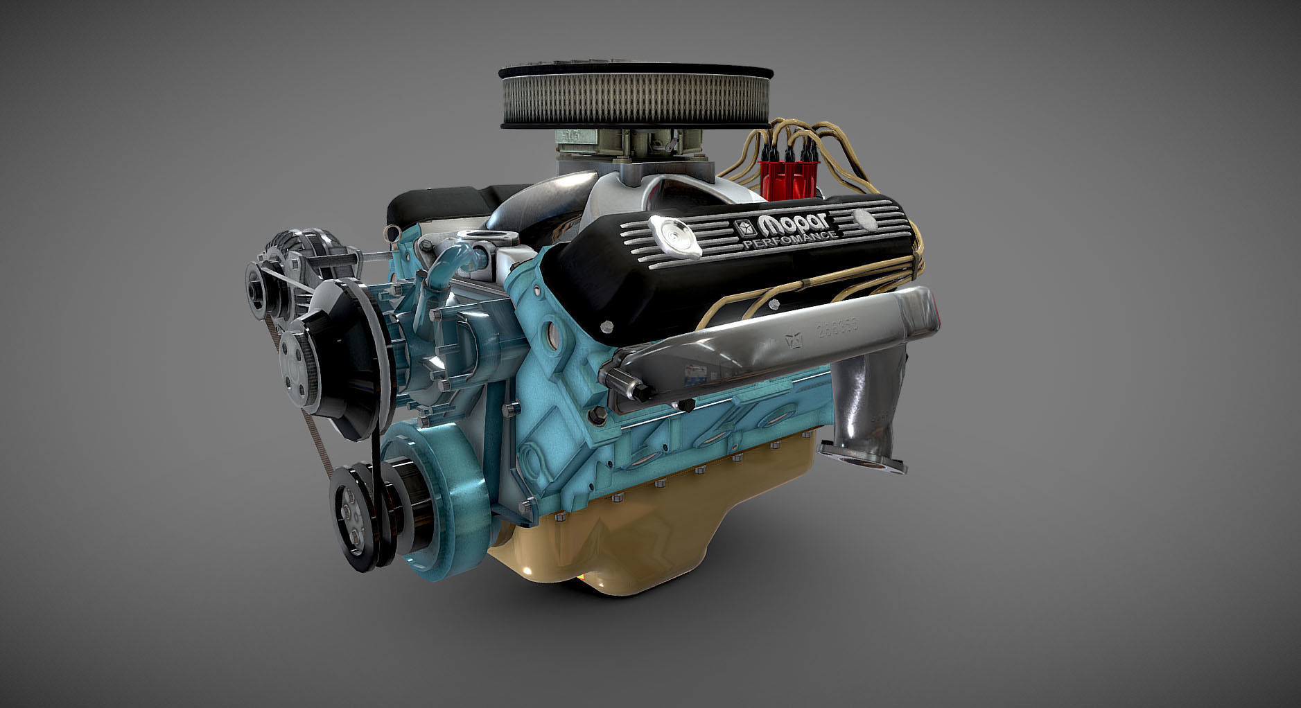 Mopar V8 engine Low-poly 3D model_50